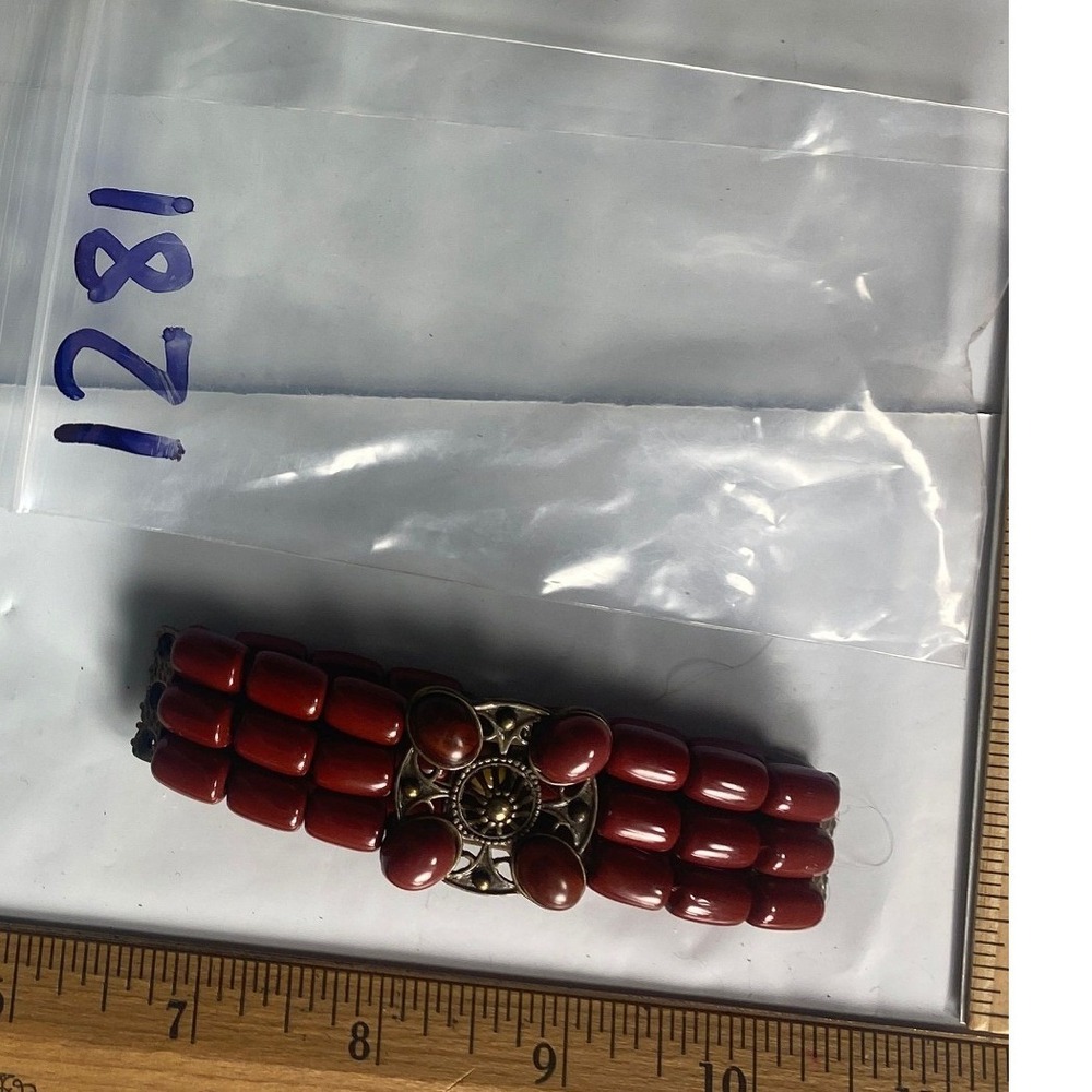 Red Beaded Stretchy Bracelet Women‎ Adjustable